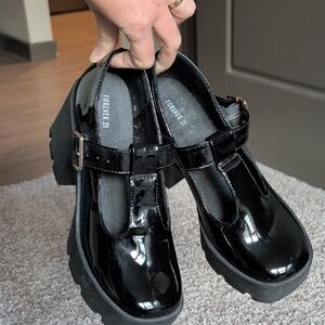 Forever 21 Chunky Patent Leather Mary Jane Platform Heels Size 8.5
